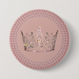 Badge Rond 7,6 Cm Bouton de couronne de concours - Rose Gold Glam