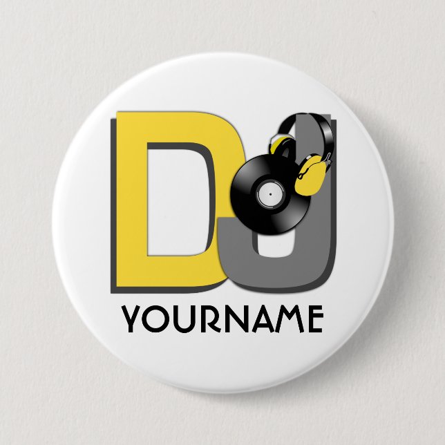 Badge Rond 7,6 Cm Bouton de coutume du DJ (Devant)