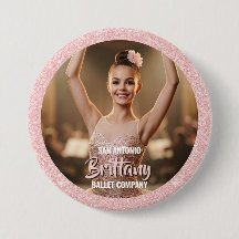 Bouton de danse photo Rose Gold avec bordure paill