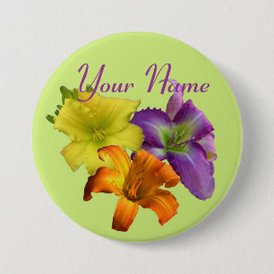Badge Rond 7,6 Cm Bouton de Daylily