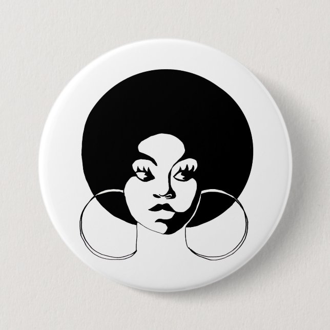 Badge Rond 7,6 Cm Bouton de diva d'Afro (Devant)