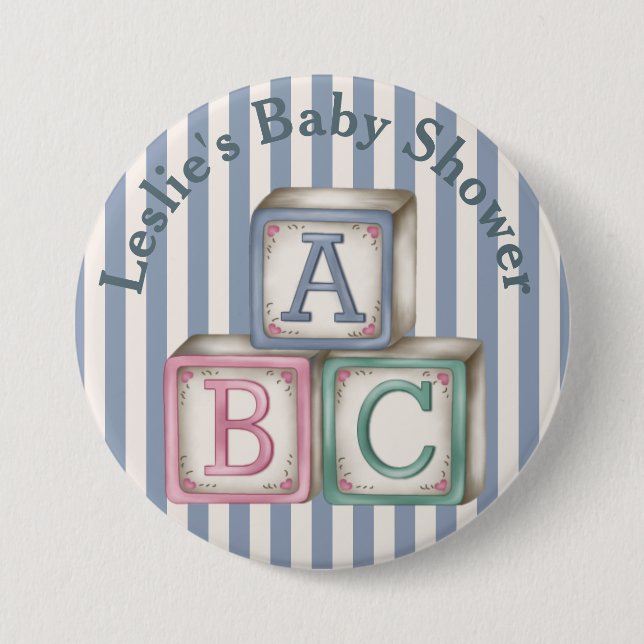 Badge Rond 7,6 Cm Bouton de douche Blocs pour bébés customisés (Devant)
