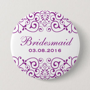 Badge Rond 7,6 Cm Bouton de femme de chambre à fleurs violettes bla