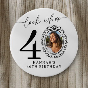 Badge Rond 7,6 Cm Bouton de fête photo pour 40e anniversaire Regar