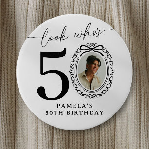 Badge Rond 7,6 Cm Bouton de fête photo pour 50e anniversaire Regar