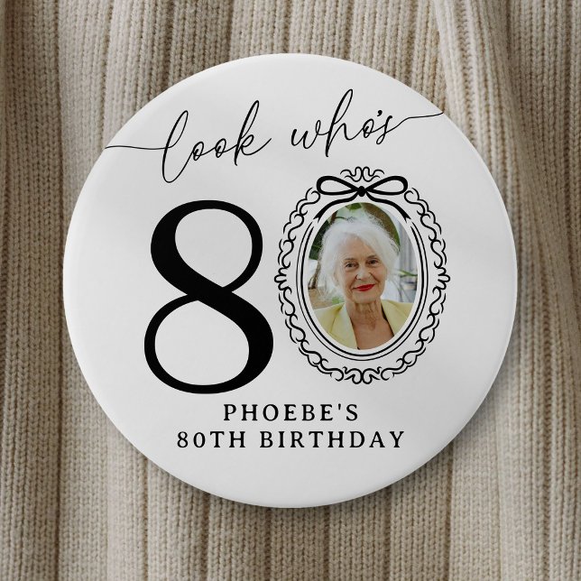 Badge Rond 7,6 Cm Bouton de fête photo pour 80e anniversaire | Regar (Créateur téléchargé)