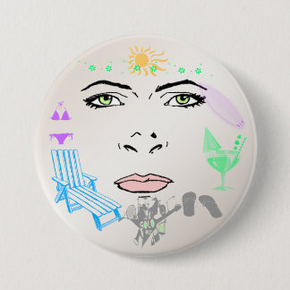 Badge Rond 7,6 Cm Bouton de fille d'été