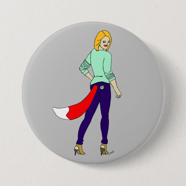 Badge Rond 7,6 Cm bouton de fille foxy (Devant)