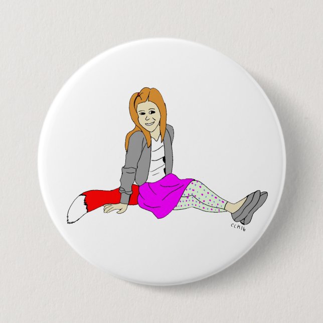 Badge Rond 7,6 Cm bouton de fille foxy (Devant)