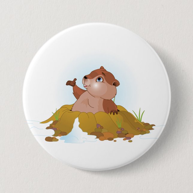 Badge Rond 7,6 Cm Bouton de Groundhog (Devant)