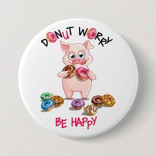 Badge Rond 7,6 Cm Bouton de jeu de beigne de porc amusant