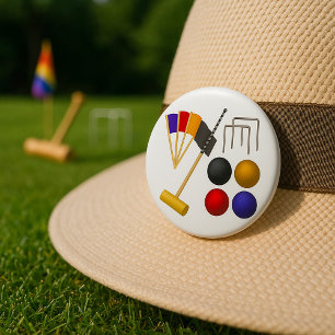 Badge Rond 7,6 Cm Bouton de jeu de croquet