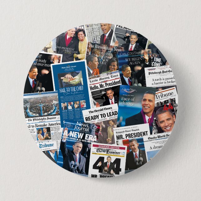 Badge Rond 7,6 Cm Bouton de journal d'inauguration d'Obama (Devant)