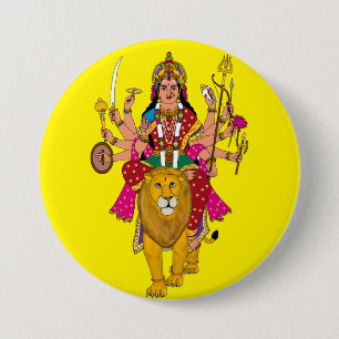 Badge Rond 7,6 Cm Bouton de la déesse Durga – Divinité hindoue spiri