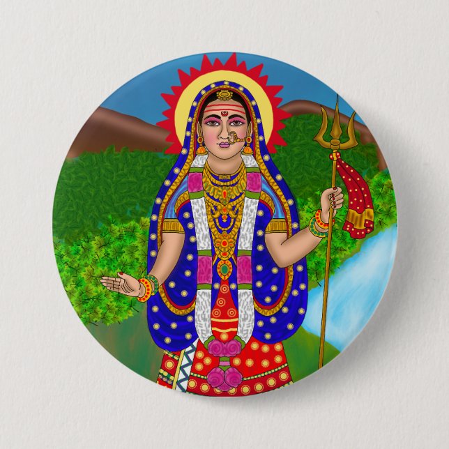 Badge Rond 7,6 Cm Bouton de la déesse Khodiyar (Devant)