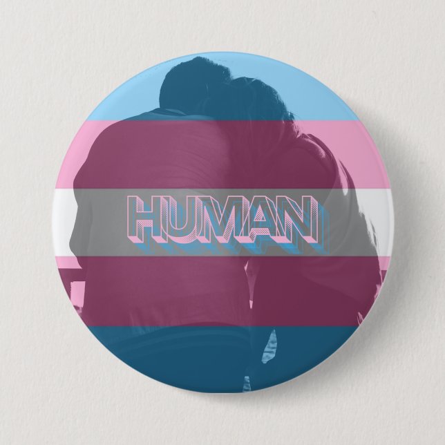 Badge Rond 7,6 Cm Bouton de la fierté trans humaine (Devant)