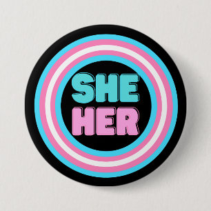 Badge Rond 7,6 Cm Bouton de la Fierté Trans Pronoun