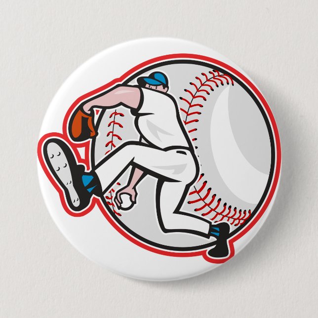 Badge Rond 7,6 Cm Bouton de lanceur de baseball (Devant)