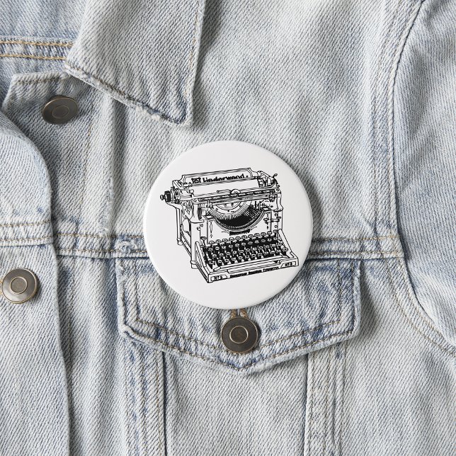 Badge Rond 7,6 Cm Bouton de l'ancienne machine à écrire (Créateur téléchargé)