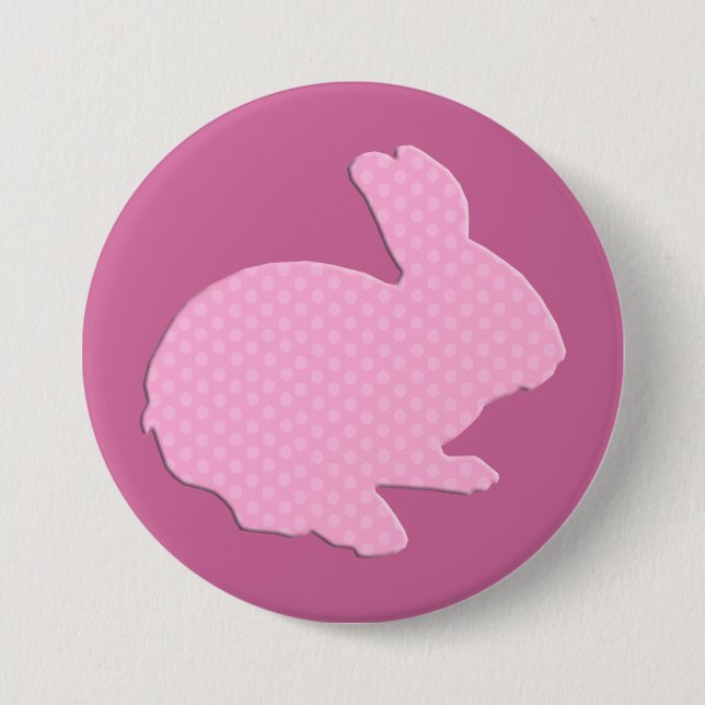 Badge Rond 7,6 Cm Bouton de lapin de Pâques rose Pointe Silhouette (Devant)