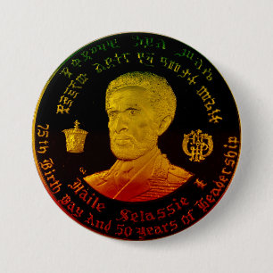 Badge Rond 7,6 Cm Bouton de l'empereur Haile Selassie