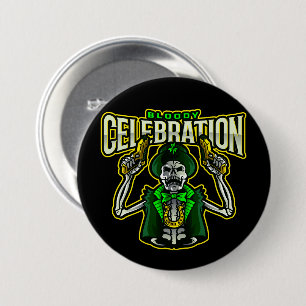 Badge Rond 7,6 Cm Bouton de lutin squelette de célébration sanglante