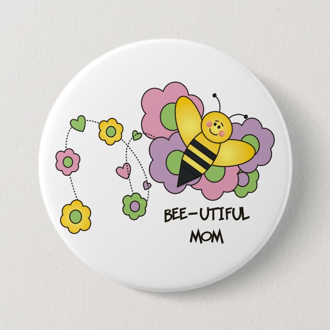 Badge Rond 7,6 Cm Bouton de maman d'Abeille-utiful (Devant)