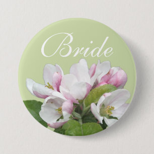 Badge Rond 7,6 Cm Bouton de mariage de mariée de fleur de pommier ro