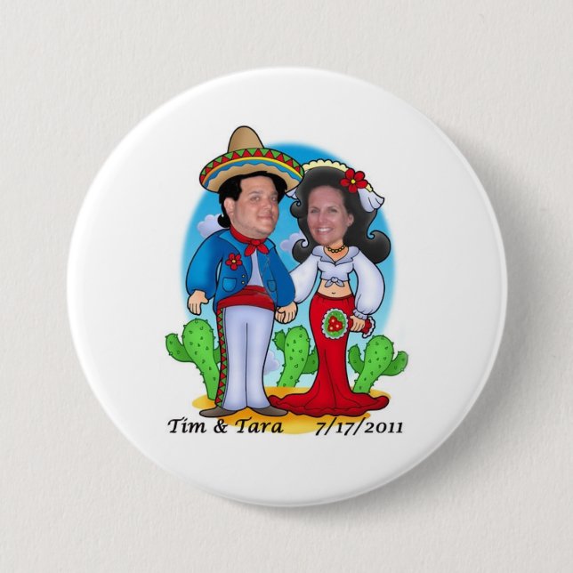 Badge Rond 7,6 Cm Bouton de mariage Tara et de Tim (Devant)