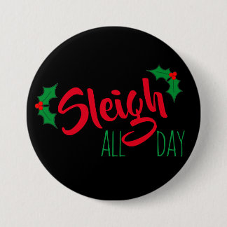 Badge Rond 7,6 Cm Bouton de Noël "Sleigh"