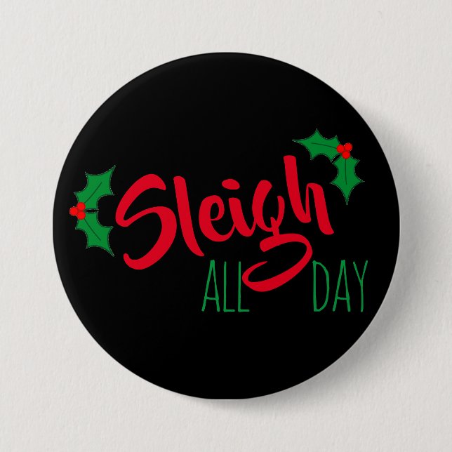 Badge Rond 7,6 Cm Bouton de Noël "Sleigh" (Devant)
