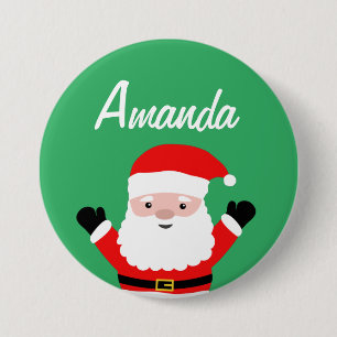 Badge Rond 7,6 Cm Bouton de nom de dessin animé Père Noël pour la