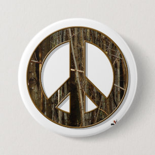Badge Rond 7,6 Cm Bouton de paix en bois
