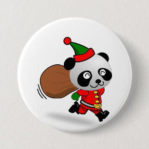 Badge Rond 7,6 Cm Bouton de panda de Père Noël