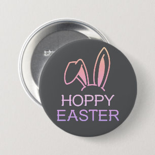 Badge Rond 7,6 Cm Bouton de Pâques pastel Lièvre joyeux