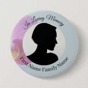 Badge Rond 7,6 Cm Bouton de photo commémorative d'orchidée bleue