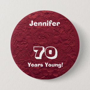 Badge Rond 7,6 Cm Bouton de poupées rouges de 70 ans Cadeau d'anniv