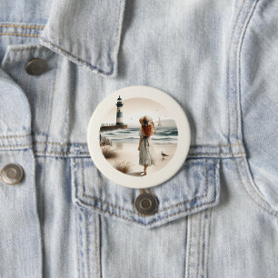 Badge Rond 7,6 Cm Bouton de promenade du phare côtier