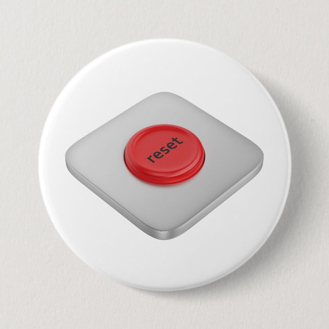 Badge Rond 7,6 Cm Bouton de réinitialisation rond rouge (Devant)