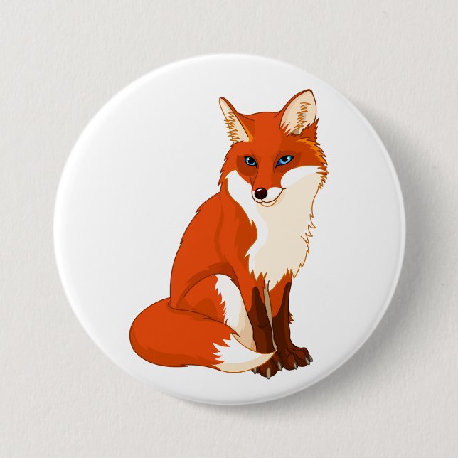 Badge Rond 7,6 Cm Bouton de Renard Mignon Assis (Devant)