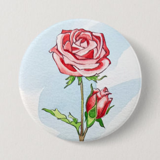 Badge Rond 7,6 Cm Bouton de Rose