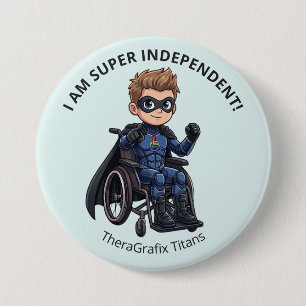 Badge Rond 7,6 Cm Bouton de roue de bébé bleu Theo je suis indépenda