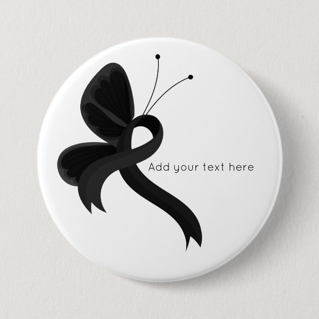 Badge Rond 7,6 Cm Bouton de ruban Black Awareness (Devant)