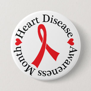 Badge Rond 7,6 Cm Bouton de ruban de conscience de maladie cardiaque