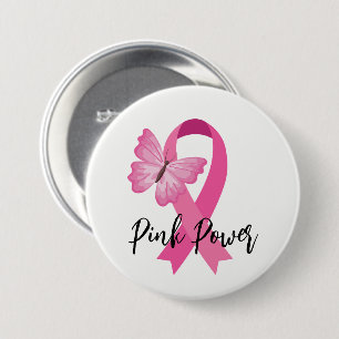 Badge Rond 7,6 Cm Bouton de ruban rose du cancer du sein