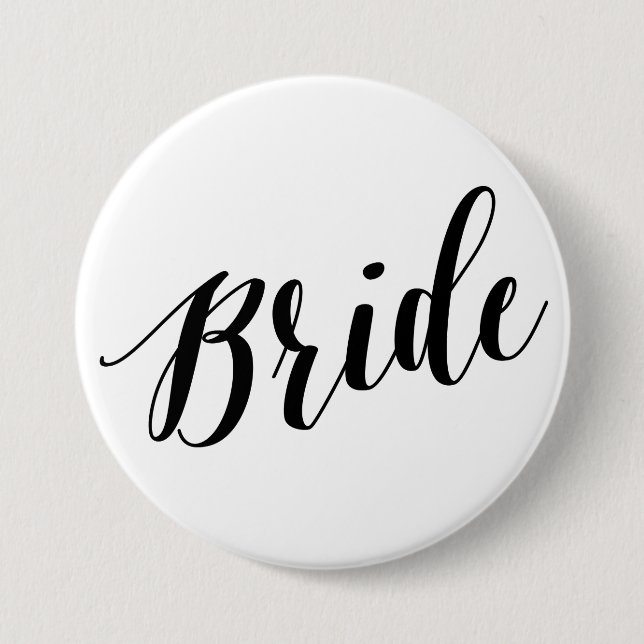 Badge Rond 7,6 Cm Bouton de script noir de mariée (Devant)