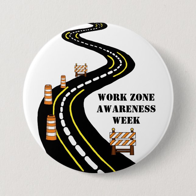 Badge Rond 7,6 Cm Bouton de sensibilisation à la zone de travail Ver (Devant)