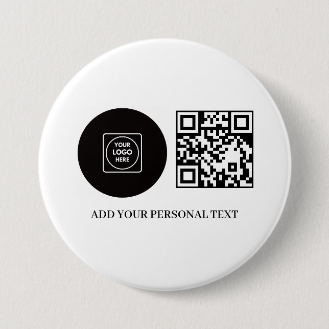 Badge Rond 7,6 Cm Bouton de texte de code QR promotionnel de logo d' (Devant)