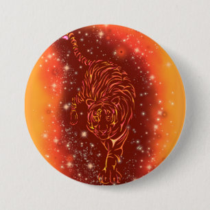 Badge Rond 7,6 Cm Bouton De Tigre Courant À Galaxy Starry Night