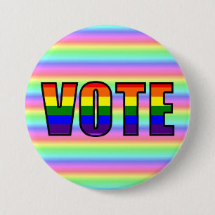 Badge Rond 7,6 Cm Bouton de vote LGBT Arc-en-ciel